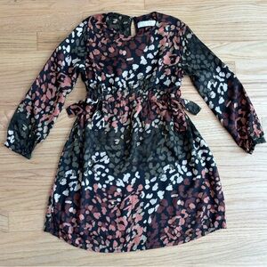 Zara Girls Long Sleeve Black Dress with Multi Color Design (size 9)
